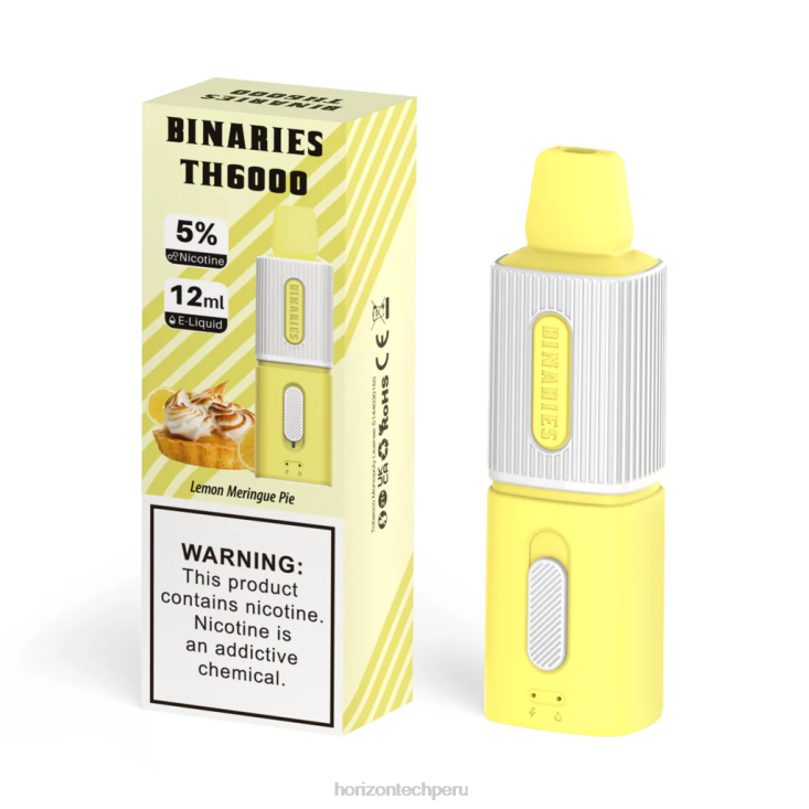 Pastel de merengue de limón HorizonTech Binaries Cabin th6000 desechable 12ml - HorizonTech Peru - B0HLZ101